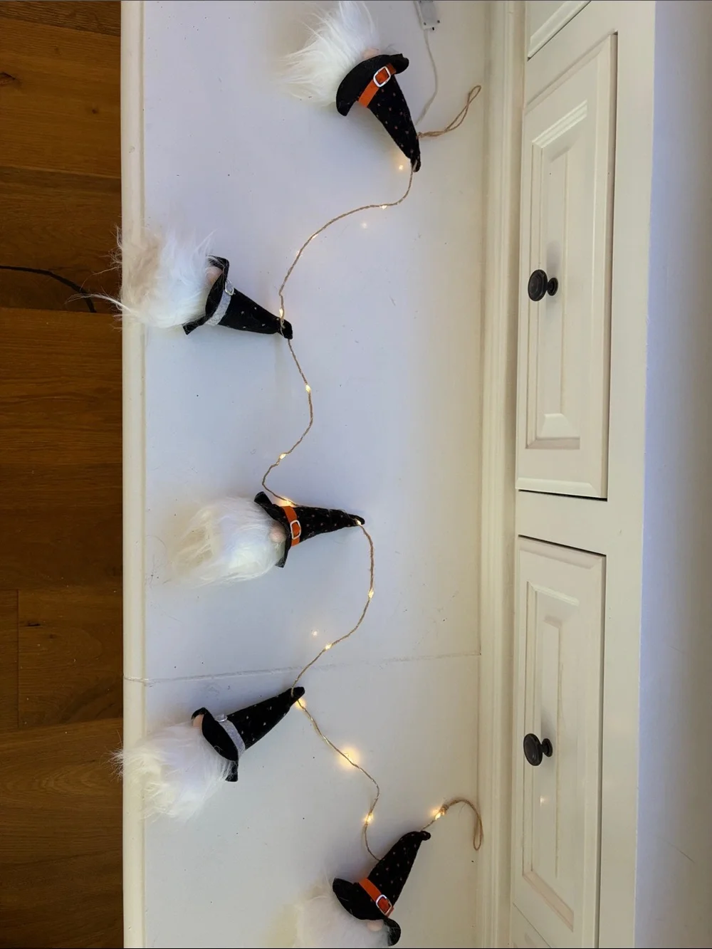 Holiday Halloween Witch Hat Gnome Garland - Black and White